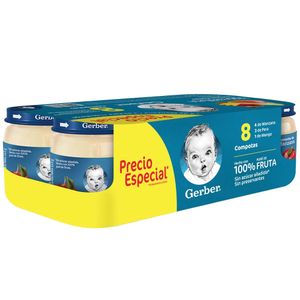 Compota GERBER Varios Sabores Paquete 8un