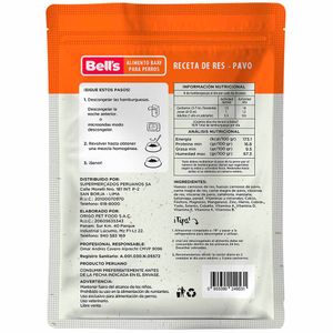 Comida para Perros BELLS Receta de Res Pavo Doypack 800g