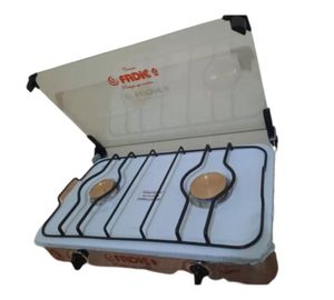 COCINA DE MESA 2 HORNILLAS TOTAL ACERO INOX CON TAPA DE VIDRIO MARCA FADIC