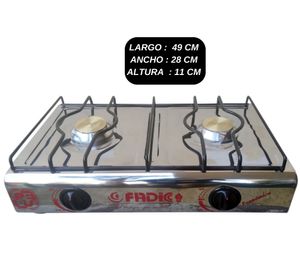 COCINA DE MESA 2 HORNILLAS TOTAL ACERO INOX + KIT REGULADOR PREMIUM + ENCENDEDOR DE COCINA
