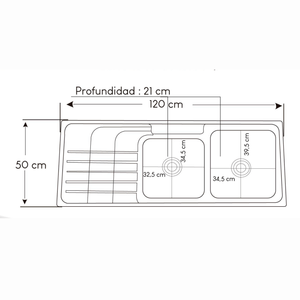 Lavadero de Cocina Acero XM FLOR12050AR
