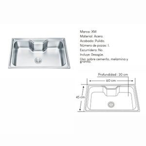 Lavadero de Cocina Acero XM WS6045B