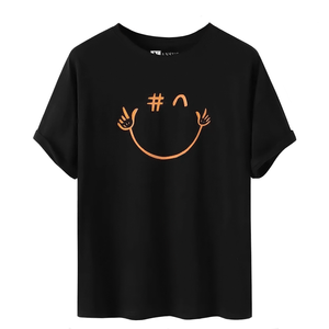 Polo Hombre Yansus Negro Estampado Cara Feliz