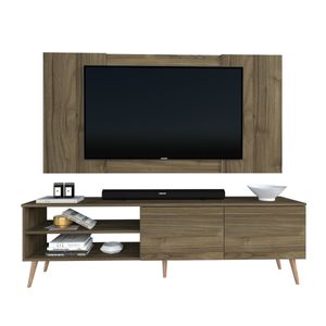 Centro de Entretenimiento 65″ Caxias Mesa de TV y Panel Movenda Gales con Patas de Madera