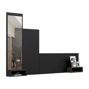 Cabecera Flotante 2 Plazas Olivo con Espejo Movenda Negro