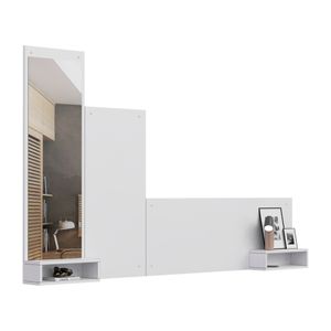 Cabecera Flotante 2 Plazas Olivo con Espejo Movenda Blanco