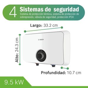 Calentador Eléctrico Bosch Multipunto Tronic 3000 C EWI 9.5kW Blanco