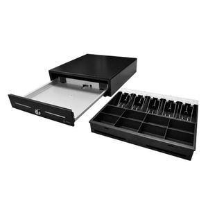 Gaveta de dinero 3NSTAR grande CD350, cuerpo de acero con bandeja de plástico ABS, negro
