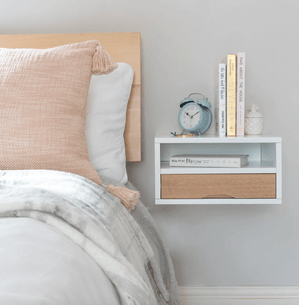 Velador Flotante Loredana Ventitas Home Blanco y Duna