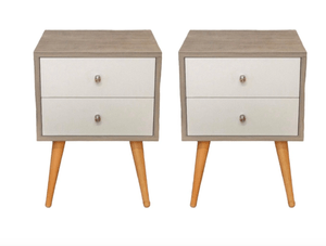 COMBO 2 Veladores Vintage 2 Cajones Ventitas Home Gris