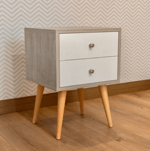 COMBO 2 Veladores Vintage 2 Cajones Ventitas Home Gris