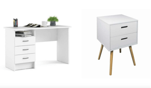 COMBO Velador Stacy + Escritorio Kendall Ventitas Home Blanco