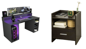 COMBO Velador Bruna + Escritorio Gamer Royale Ventitas Home Negro