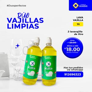Lava Vajilla Killa por 2 Botellas de 1 Litro