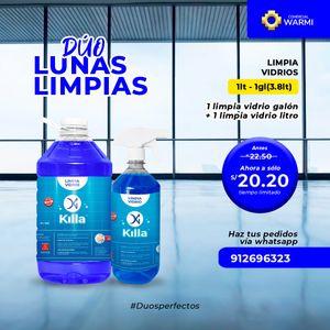 Limpia Vidrios Killa por 1 Galón + 1 Botella de Litro