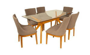 Juego de Comedor 6 sillas Living Furniture Louvre Marrón