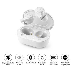 Audífonos Philips TAT1207WT In Ear Bluetooth Blanco