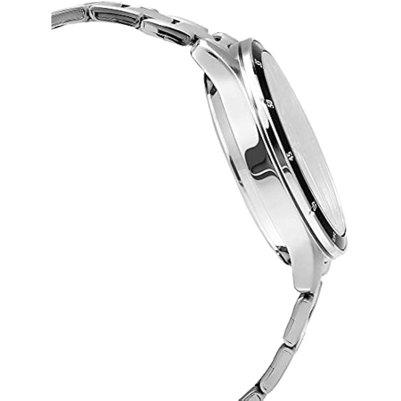 Casio Reloj analógico de cuarzo para hombre con correa de acero inoxidable  MTP-1374D-1, plata/negro, pulsera, Plata/Negro, Pulsera