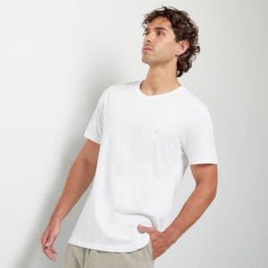 Polo Aereal Cuello Redondo Basico Solido  Blanco Hombre