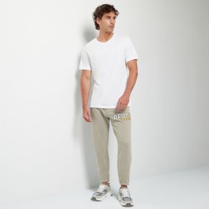 Polo Aereal Cuello Redondo Basico Solido  Blanco Hombre