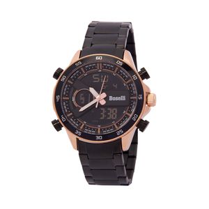 Reloj Boselli B522 Acuático Doble hora Color Negro