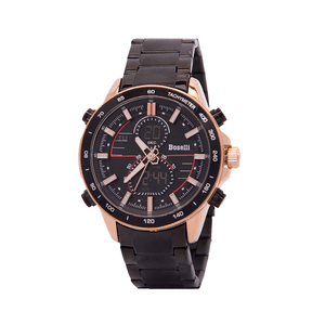 Reloj Boselli B523 Acuático Doble hora Color Negro