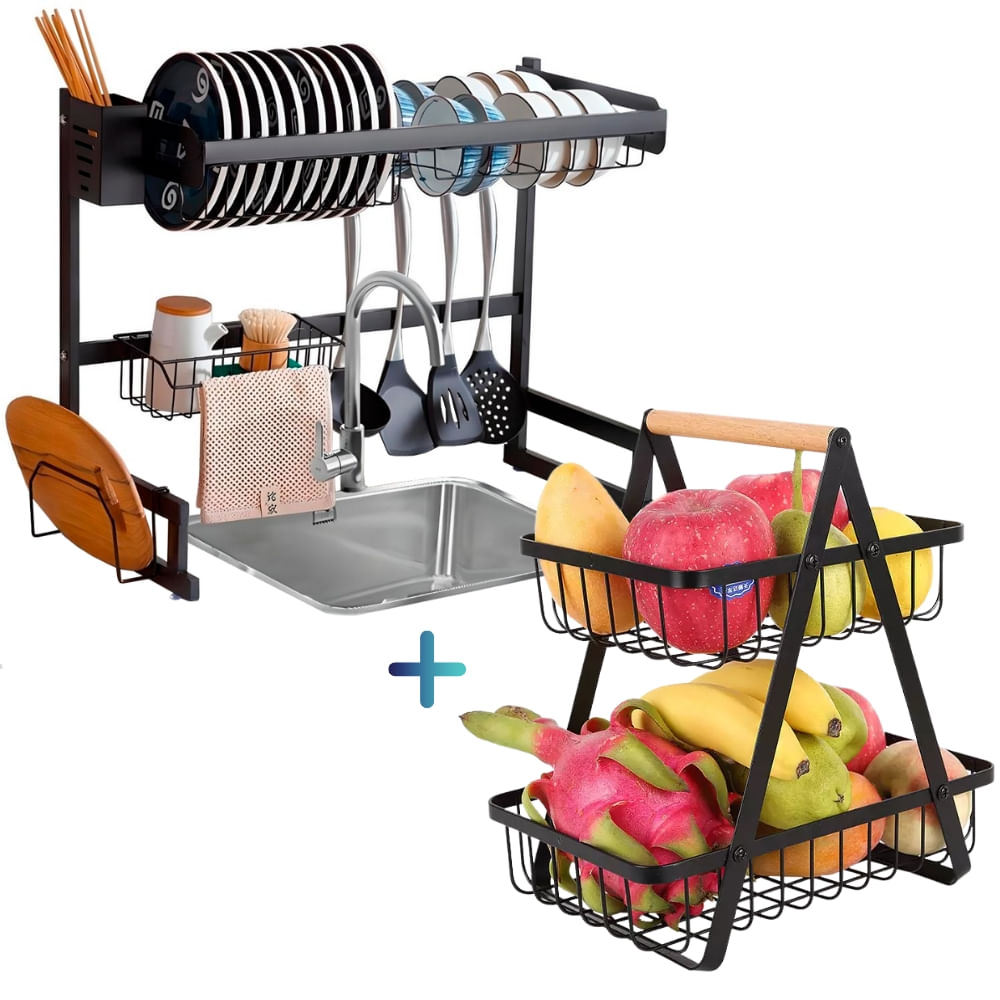 Escurridor de Platos Organizador para Cocina con Portacucharones Premium  65cm