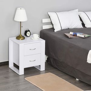 Velador Moderno Fabio 2 Cajones Blanco TU MESITA