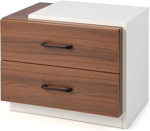 Velador Moderno Beethoven Marrón/Blanco 2 Cajones TU MESITA