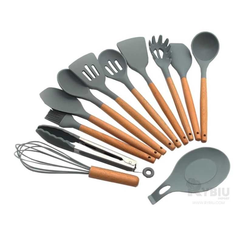 Set utensilios de cocina 12 piezas gris