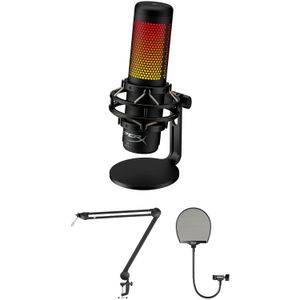 Kit de Micrófono Condensador Usb Hyperx Quadcast S con Brazo de Transmisión y Filtro Antipop Rgb