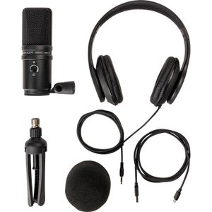 Paquete de Micrófono para Podcast Zoom Zum 2 con Micrófono Zum 2 Audífonos Soporte de Escritorio