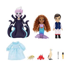 Set de Muñecos Mini Jakks Ariel, Eric y Ursula La Sirenita Live Action