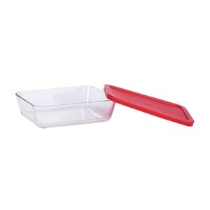 Taper de vidrio Rectangular Refractario con tapa 1400ml Orange