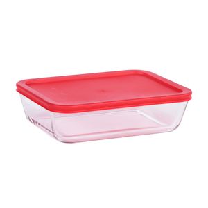 Taper de vidrio Rectangular Refractario con tapa 1400ml Orange