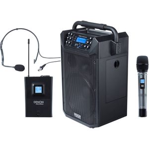 Denon Audio Commander Mobile PA Kit con dos micrófonos inalámbricos, un micrófono con cable y sop...