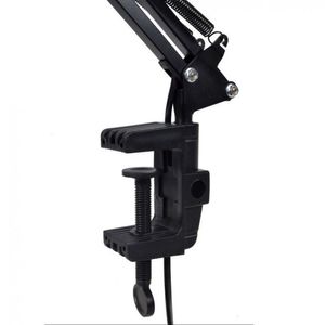 Lampara de Mesa 2 en 1 Metálica con Brazo Flexible Graduable Negra E27