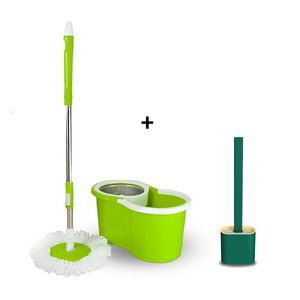 Trapeador con Balde Escurridor Giratorio + Cepillo para Inodoro