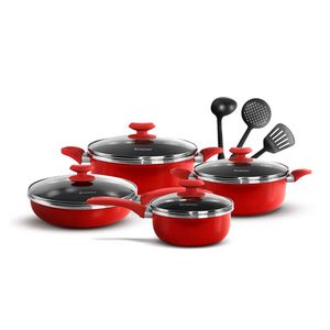 Set de Ollas Antiadherentes Finezza 11 pzas FZ-1625T-2 Rojo
