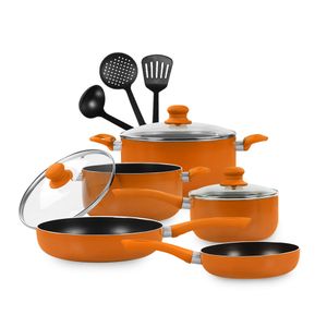 Set de Ollas Antiadherentes Finezza 11 pzas FZ-1653T Anaranjado