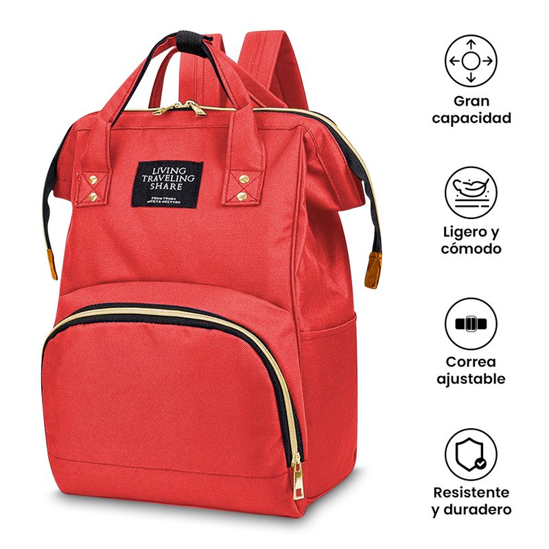 Mochila Pa alera Multifuncional Elegante Rojo Real Plaza