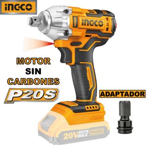 Combo Llave de Impacto 20V Ingco + Lámpara Magnética + Set Dados de Impacto + Puntillas Atornillador