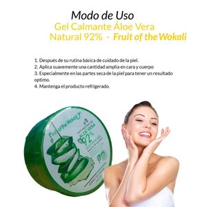 Gel Calmante Aloe Vera Natural 92 Fruit of the Wokali 300ml 3 Unidades