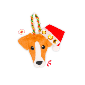 Colgante Navidad Dog Lover Khurmi Fox Liso Marrón/Blanco Hecho a Mano