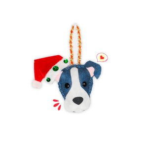 Colgante Navidad Dog Lover Khurmi Pitbull Plomo/Blanco Hecho a Mano