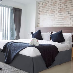 Faldon de Tarima Nube Hogar Drill con Pinzas Queen 152cm X 203cm Gris Oscuro 35cm