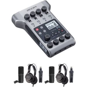Kit de Micrófono para Podcast de 2 Personas y Grabador de Podcast Multitrack Portátil Zoom Podtrak P