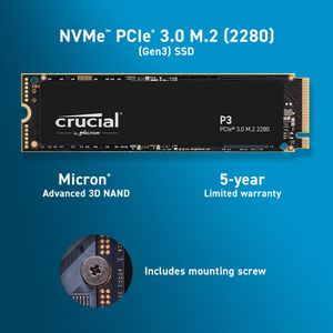 Ssd Interno Crucial P3 Nvme Pcie 3.0 M.2 de 4Tb