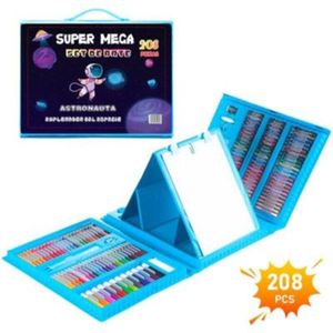 Mega Set de arte y Dibujo 208 Pzs para Niños Celeste