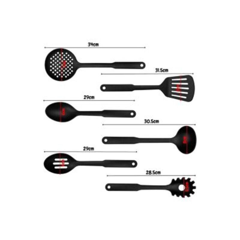 Set de Cucharones Utensilios de Silicona para Cocina Negro 12PCS 528U -  Real Plaza